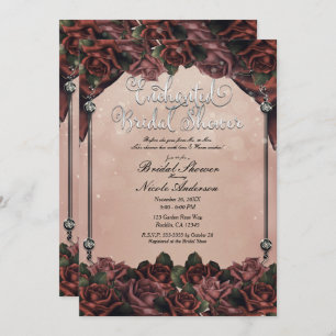 Convites Mocha Rust Brown Rosa Elegante Casamento outono