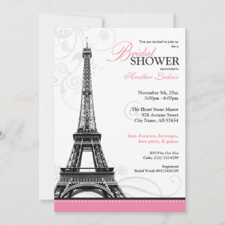 Convites Mod Flourish Eiffel Tower Chá de panela parisiense