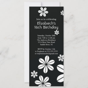 Convites Mod Flowers Sweet Sixteen Birthday Invitation