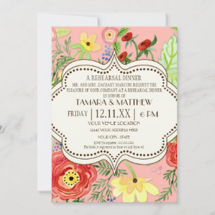 Convites Mod Modern Floral Ranunculus Folheto Rosa