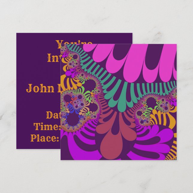 Convites Mod roxo e rosa (Frente/Verso)