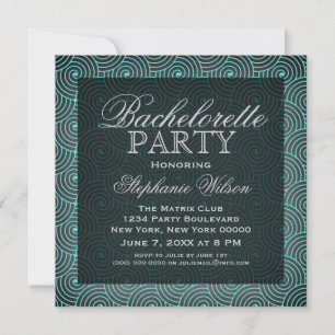 Convites Mod Swirls Festa de solteira Invite, Aqua