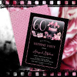 Convites Moda 60ª Festa de aniversário Preta-Rosa-Glam<br><div class="desc">Design de 60 anos, cor-de-rosa e preta, inspirado em couture francesa, apresentando um bolo de chapéu, estilettos cor-de-rosa e um saco de maquiagem entre vários presentes de aniversário e cupcakes lúcidos. Perfeito para comemorar ocasiões de aniversário. A idade é criada em uma fonte ineditável cor-de-rosa-claro. Por favor, designer de mensagens...</div>