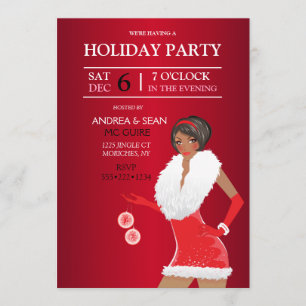 Convites Moda de Natal Afro-Americana Garota Feriado