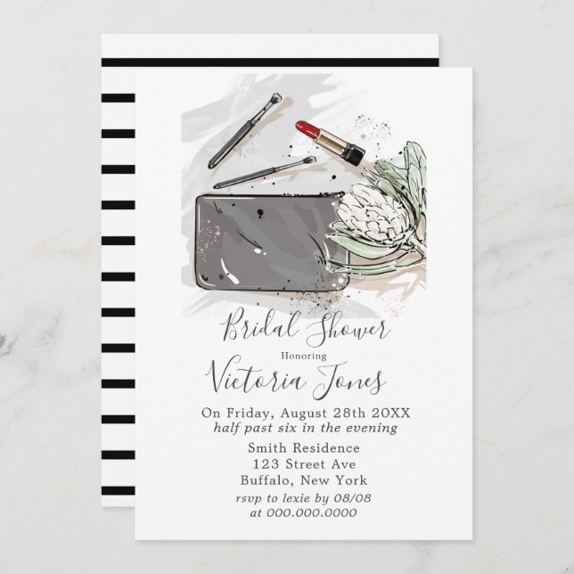 Convites Moda Francesa E Chá de panela De Protea (Frente/Verso)