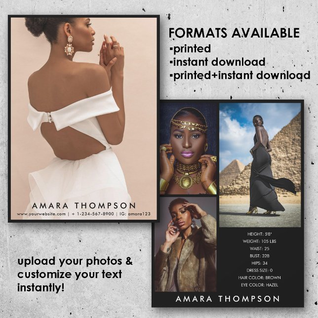 Convites Model Actor Modeling Comp Card 4 Photo Black (Model Actor Modeling Comp Card 4 Photo Black)