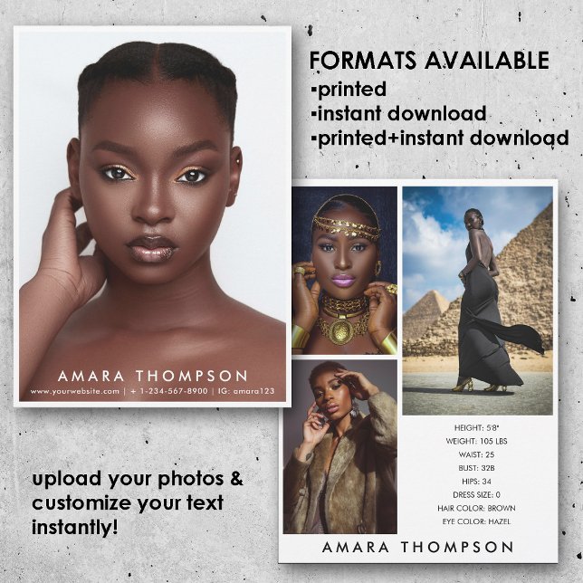 Convites Model Actor Modeling Comp Card 4 Photo Modern (Model Actor Modeling Comp Card 4 Photo Modern)