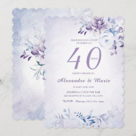 Convites Modelo Aniversário 40 anos Cor Lavanda