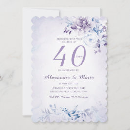 Convites Modelo Aniversário 40 anos Cor Lavanda