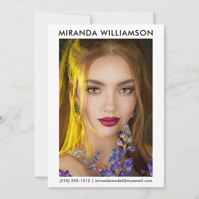 Convites Modelo Ator 1 Fotografia Comp Card 5x7 White (Frente)