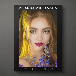 Convites Modelo Ator 1 Photo Comp Card 5x7 Preto