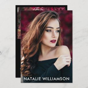 Convites Modelo Ator 2 Fotografia Comp Card 5x7 Preto Trase