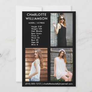 Convites Modelo Ator 3 Fotografia Comp Card 5x7 B