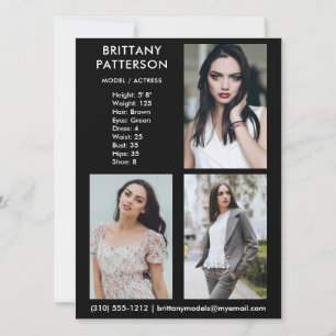 Convites Modelo Ator 3 Photo Pro Comp Card