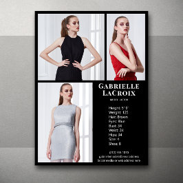 Convites Modelo Ator 3 Photo Pro Comp Card Modelo Black