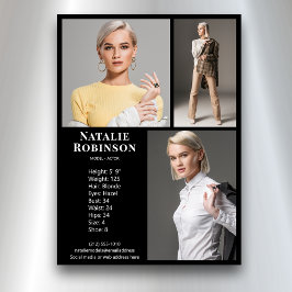 Convites Modelo Ator 3 Photo Pro Comp Card Modelo Black