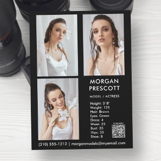 Convites Modelo Ator 3 Photo Pro Comp Card Seu Código QR