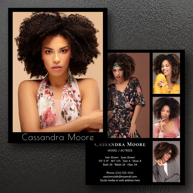 Convites Modelo Ator 5 Foto Duas Placas Compostas Sided Pro (Available in high quality print or digital download for quick messaging, email or self printing.)