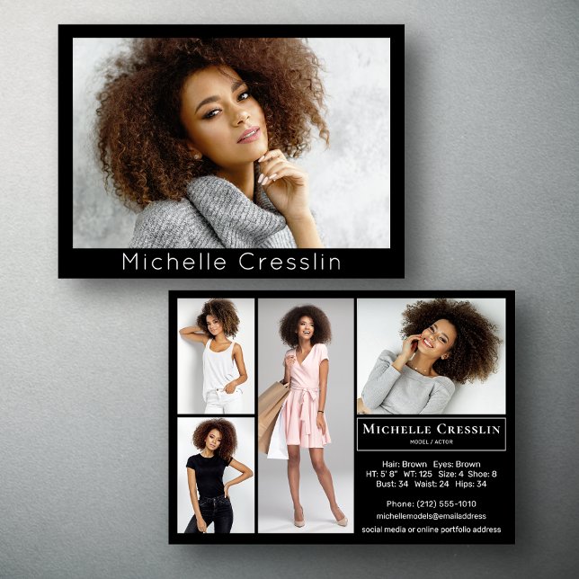 Convites Modelo Ator 5 Foto - Modelo de placa comp de dois  (Available in print or instant download for quick messaging, email or self printing.)