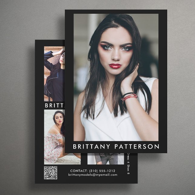 Convites Modelo Ator 5x7 Comp SED Card QR 5 Photo 2 Sided (Available in high quality print or digital download for quick messaging, email or self printing.)