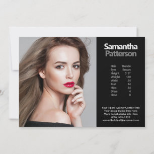 Convites Modelo Ator 5x7 Comp Zed Card 1 Modelo de Foto 0b