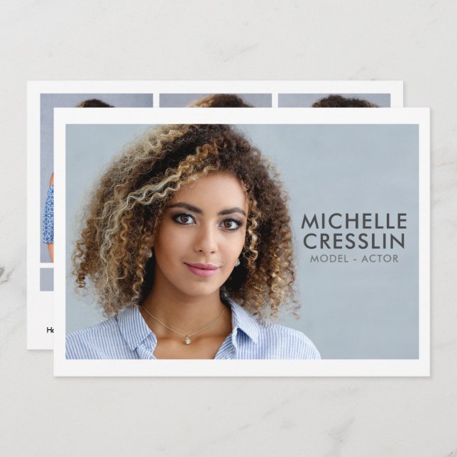 Convites Modelo Ator 5x7 Comp Zed Card 3 Foto de volta (Frente/Verso)