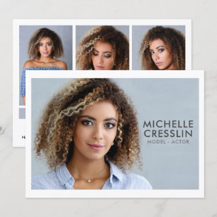 Convites Modelo Ator 5x7 Comp Zed Card 3 Photo Back