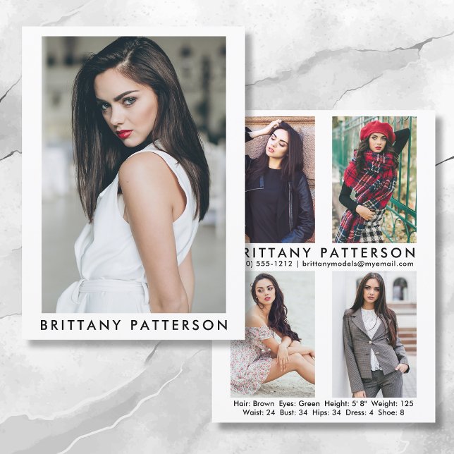 Convites Modelo Ator 5x7 Placa Comp 4 Foto de trás Wht (Available in high quality print or digital download for quick messaging, email or self printing.)