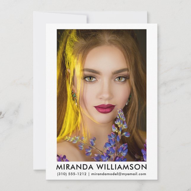 Convites Modelo Ator Comp Card 1 Foto 5 x 7 Branco (Frente)