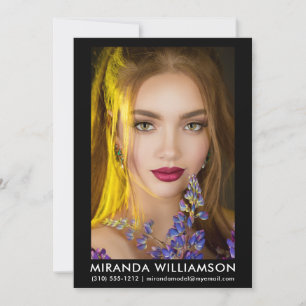 Convites Modelo Ator Comp Card 1 Foto 5 x 7 Preto