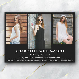 Convites Modelo Ator Comp Card 5x7 Blk 3 Photo