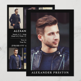 Convites Modelo Ator Comp Card Zed Card 7 Fotografia 2 Lado