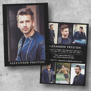 Convites Modelo Ator Comp Card Zed Card 7 Photo 5.5x7.5