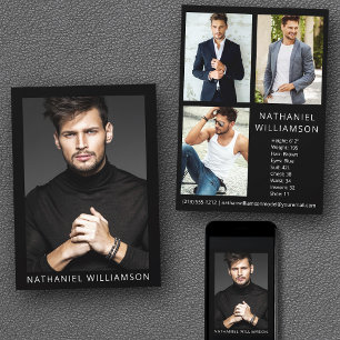 Convites Modelo Ator Modern Pro 4 Photos Comp Card