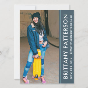 Convites Modelo Ator Photo Pro Comp Card Blue