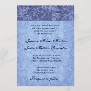Convites Modelo Casamento tema damasco de  de tons azuis