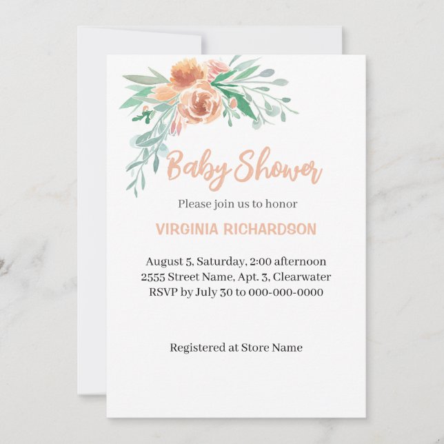 Convites Modelo Chá de fraldas precioso (Frente)