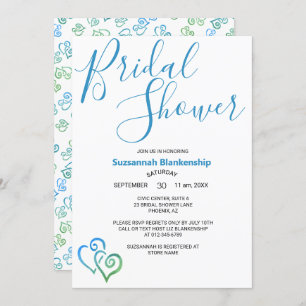 Convites Modelo Chá de panela de Corações Vinculados Verde 