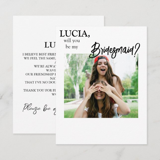 Convites Modelo da placa de proposta da Photo Bridesmaid (Frente/Verso)