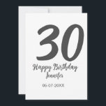 Convites modelo de 30º aniversário preto com nome data ano<br><div class="desc">design editável</div>