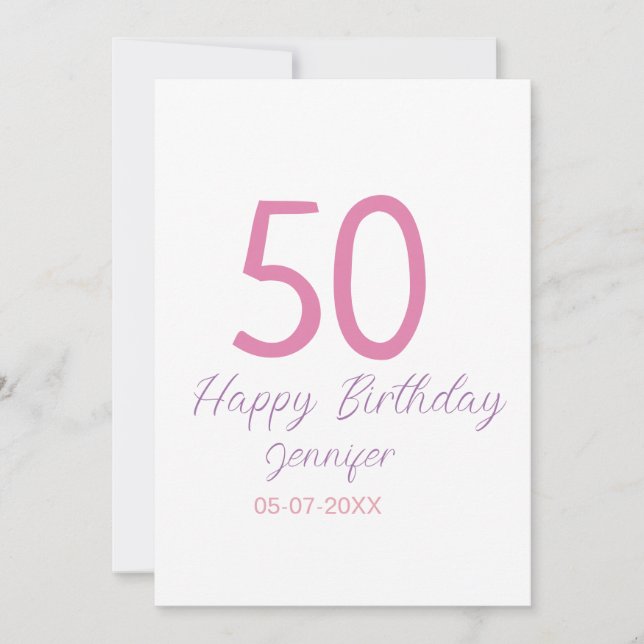 Convites modelo de 50º aniversário adicionar nome data ano  (Frente)