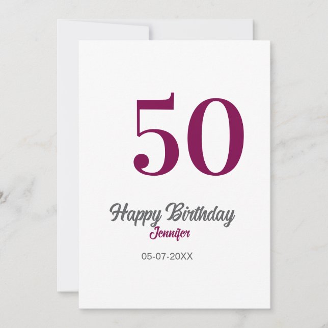 Convites modelo de 50º aniversário adicionar nome data ano  (Frente)