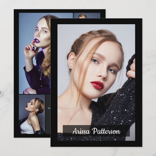 Convites Modelo de 5 Fotografias de 2 lados, Comp/Zed Card  (Frente/Verso)