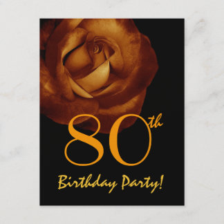 Convites Modelo de 80º Aniversário Gold Rose Metálico W245