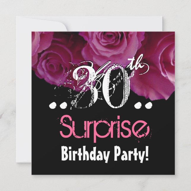 Convites Modelo de aniversário de 30 de Buquê rosa rosa ros (Frente)