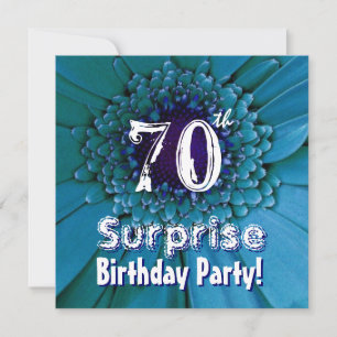 Convites Modelo de Aniversário de 70 de Surpresa Azul Bril