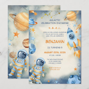 Convites Modelo de Aniversário de Espaço Personalizado