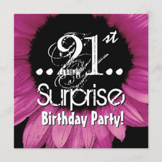 Convites Modelo de aniversário surpresa do Sunflower rosa 2