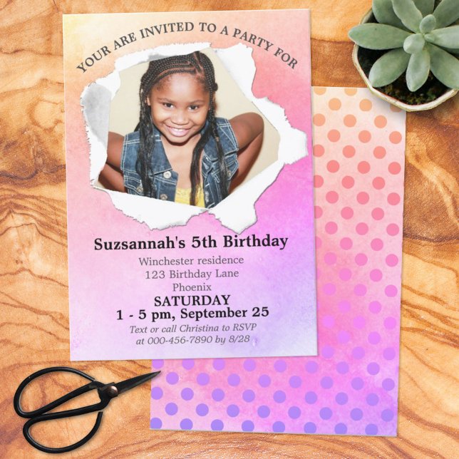 Convites Modelo de Aquarela Personalizada em Forma de Punch (Criador carregado)