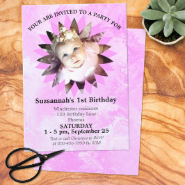 Convites Modelo de Aquarela Rosa de Foto em Forma de Flor